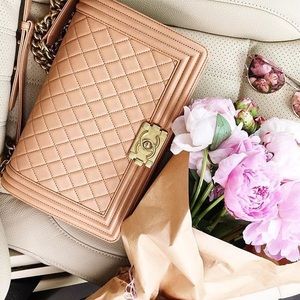Chanel Camel Quilted Lambskin Boy Bag